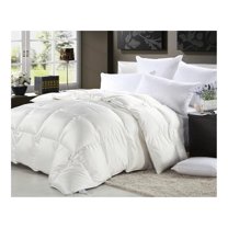 Twin Extra Long (XL) Size Luxurious 1200 Thread Count Siberian Goose Down Comforter, 100% Egyptian Cotton Cover, Solid White Color, 750 Fill Power, 50 Oz Fill Weight
