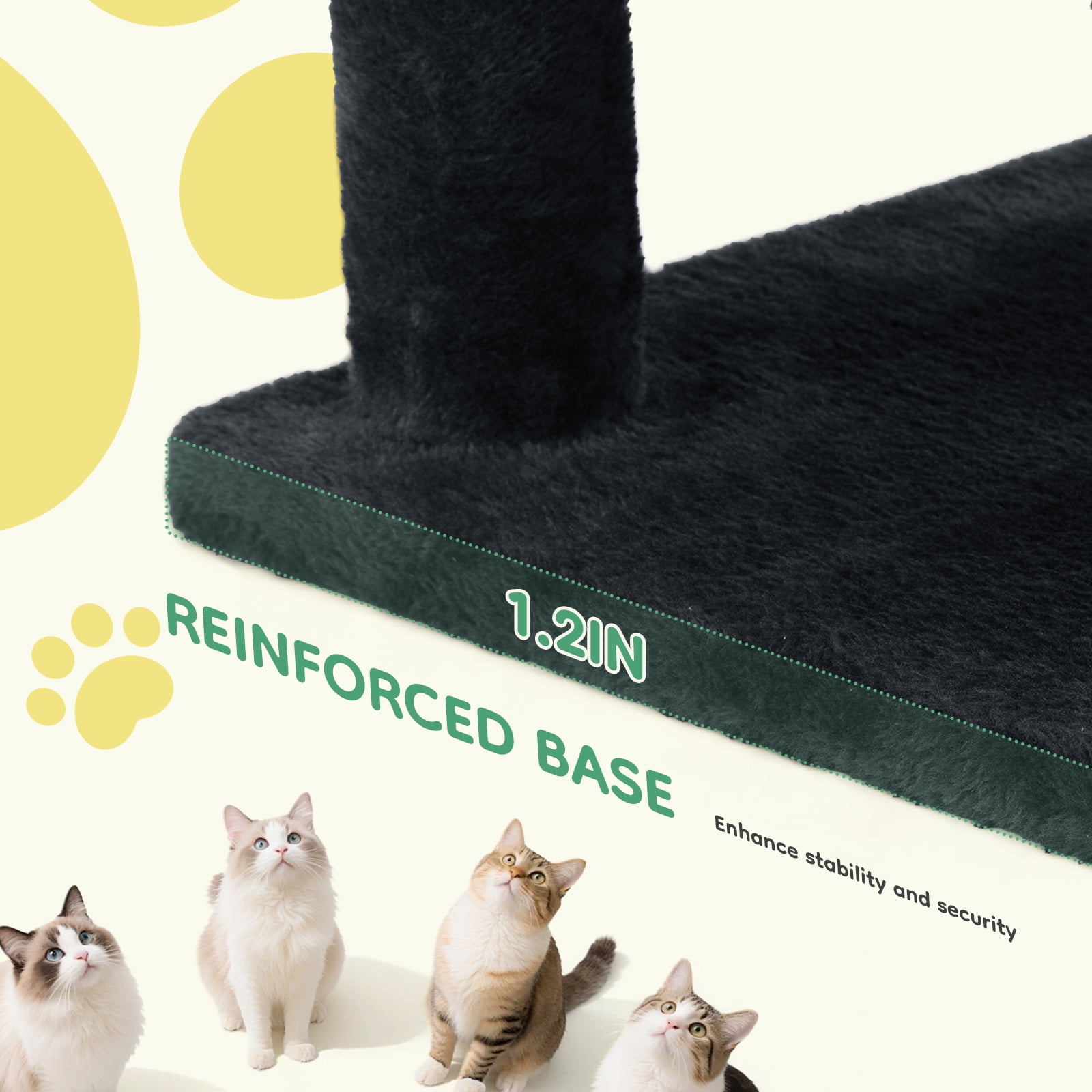 JIOABL 44" Multi-Level Cat Tree Tower with Hammock, Condo, Climbing Plates, Plush Toy, Kitty Playing House, Black Red
