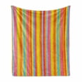 thumbnail image 1 of Striped Soft Flannel Fleece Throw Blanket, Vertical Stripes in Lively Rainbow Colors and Modern Aquarelle Design Geometric, Cozy Plush for Indoor and Outdoor Use, 70" x 90", Multicolor, by Ambesonne, 1 of 6