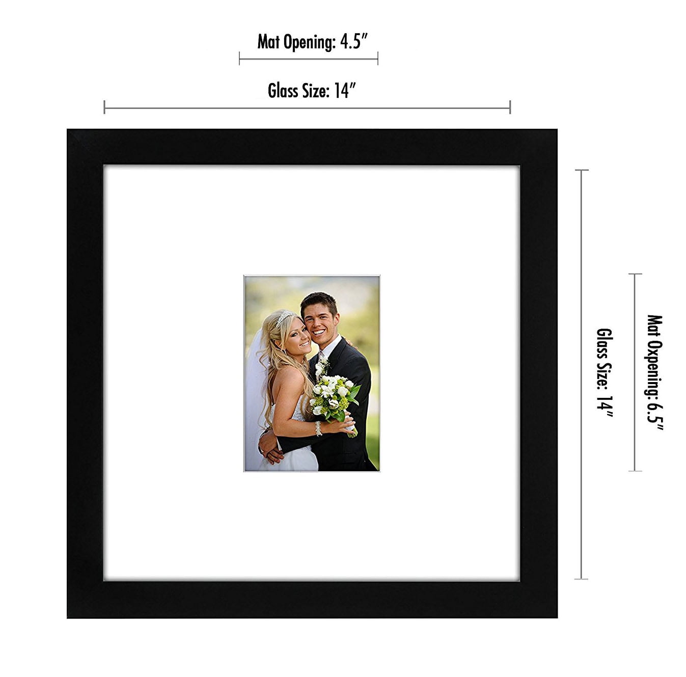 Americanflat 14x14 Wedding Frame with 5x7 mat Glass wedding dedicated providing quality - Black