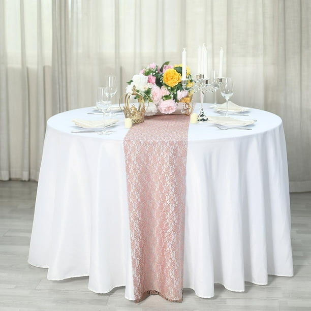 Efavormart Fl Lace Premium Table Top Runner For Weddings Birthday Party Decor Fit Rectangle And Round Dusty Rose Com Efavormart Fl Lace Premium Table, Round Tables With Runners