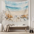 thumbnail image 5 of Beach Coastal Large Tapestry for Bedroom Wall Hanging Tapestry, Watercolor Ocean Waves Starfish Summer Ceiling Backdrop Tapestries Poster Blanket Wall Decor for Teens Room Living Room Dorm 100" x 59", 5 of 8