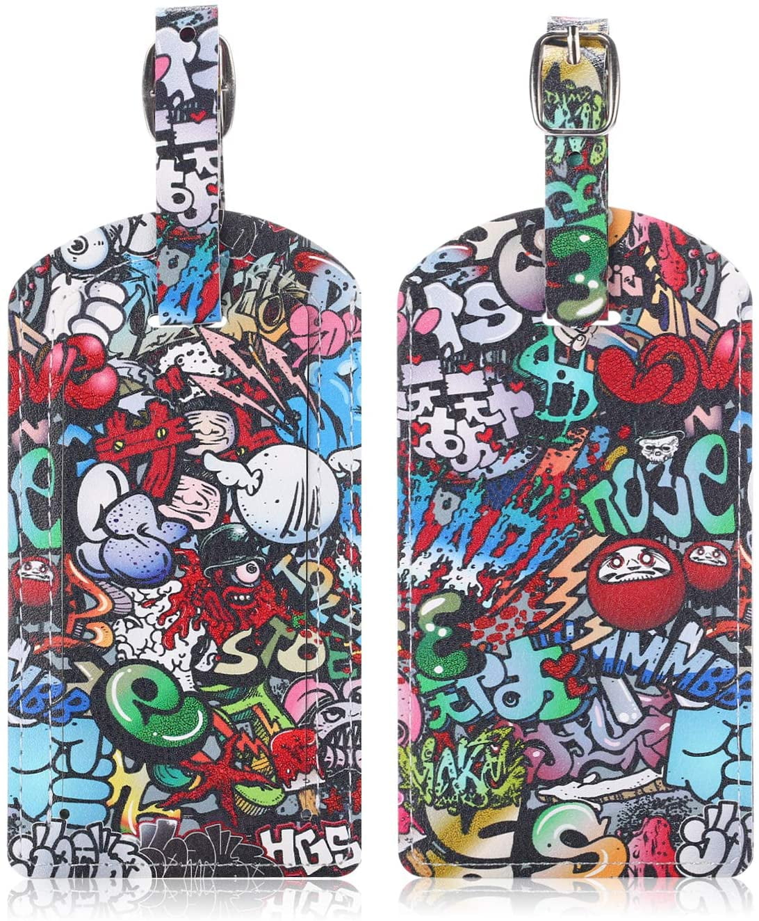 Epicgadget (2 Pack) Luggage Tag, Travel PU Leather Tag Address Label