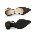 thumbnail image 4 of BLISSFUL STEP Women's Ankle Strap Pumps Pointed Toe High Block Heel Faux Suede Dress Shoes Coffee 10, 4 of 6