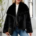thumbnail image 6 of Women'S Faux Fur Coat Fluffy Faux Fur Jacket Long Sleeve Lapel Furry Winter Jackets Shaggy Parka Cropped Coat, 6 of 9