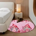 thumbnail image 3 of Round Area Rug 4 Ft, Valentine's Day Washable Non-Slip Circle Carpet for Living Room/Bedroom, Ombre Pink Gnomes Love Roses Romantic Low-Profile Crawling Mats Collection Rugs for Indoor, 3 of 7