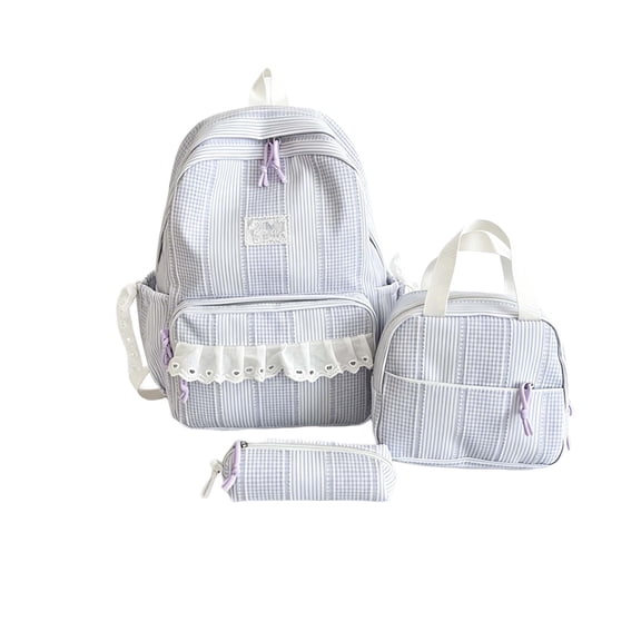 3PCS Backpack for Girls Lace Backpack Kids School Bookbag with Lunch Box Pencil Case Set for Elementary students