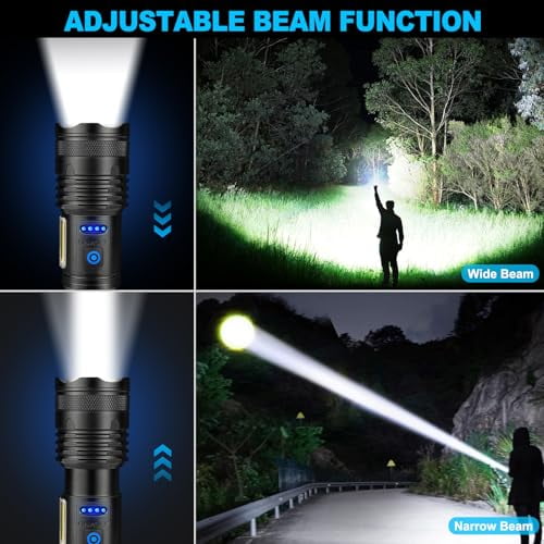 Rechargeable Flashlights High Lumens,99000LM Super Bright Flashlight,Adjustable Powerful Flash Light with 8 Modes & COB Light,Waterproof Handheld Flashlight for Home Camping