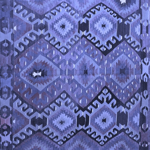 Ahgly Company Machine Washable Indoor Square Southwestern Blue Country Area Rugs, 4' Square