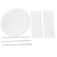 thumbnail image 1 of Acrylic Round Cake Disk Set - Cake Discs Circle Base Boards with Center Hole - 2 Comb Scrapers (4 Patterns) & Dowel Rod, 1 of 8