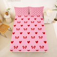 thumbnail image 5 of Manfei Pink Red Bow Loves Bed Sheets For Girls,Happy Valentine Print King Sheets For Adults,4-Piece, 5 of 6