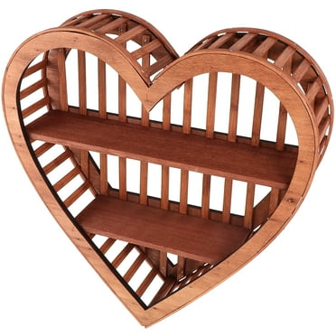 DEEPCRAFF Brown Heart Shape Wall Mounted Display Shelf 1Pcs 15.0X15.0X3.9in