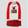 thumbnail image 3 of Cousin Crew Matching Christmas Pajamas – Red Plaid Pants with Festive Red Sleeve Tops, Full Sizes, 3 of 7