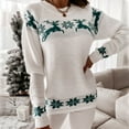 thumbnail image 2 of Holloyiver Women's Knitted Crop Tops Fashion Round Neck Christmas Print Comfortable Long Sleeve Loose Sweater Top Pullover Jumper Sweaters, 2 of 4