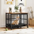 thumbnail image 4 of Gymax Foldable Dog Crate Furniture w/Removable Tray Lockable Door Lockable Wheels, 4 of 10
