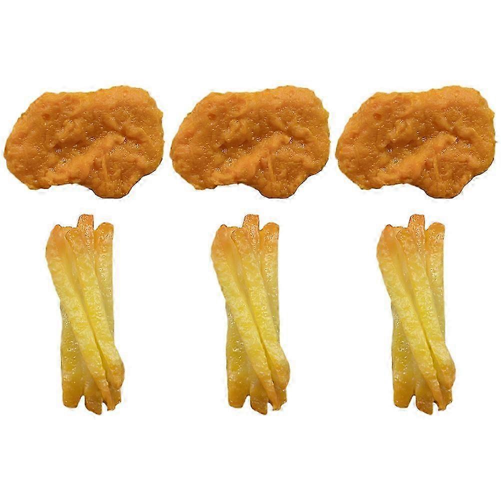 6pcs Fake Chicken Nuggets French Fries Artificial Fried Cooked Food 