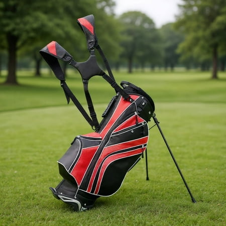 Resenkos Golf Carry Bag Golf Stand Bag Golf Stand Cart Bag with 6-Way Divider Carry Pockets-Red