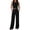 Black, variant on Women's Two-Piece Linen Blend Set, Cropped Tank Top and Wide Leg Pants Matching Outfit for Summer Vacation and Daily Casual Wear, Solid Color Comfortable Coordinated Ensemble Blackish Green L