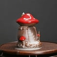 thumbnail image 2 of 1pc Ceramic Mushroom House Backflow Incense Burner, Home & Office Decor (Without Incense), 2 of 8