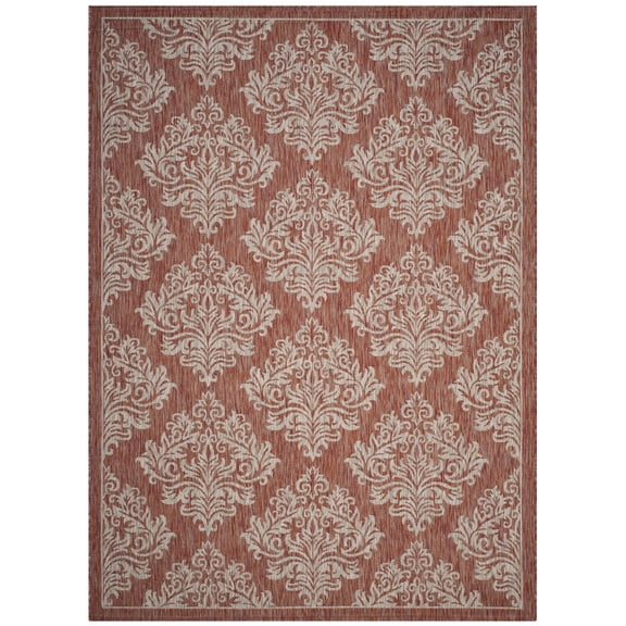 SAFAVIEH Courtyard Joetta Geometric Indoor/Outdoor Area Rug, Rust/Grey, 8' x 11'