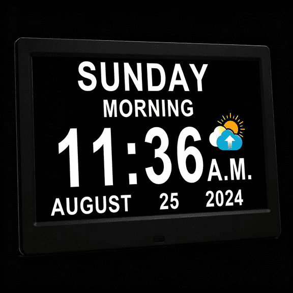 DESIGNICE 11.5" Extra Large Digital Clock with 27 Alarms,Loud Talking Time,20 Custom Reminders,Auto Dst,10-Level Auto Dimmer,Day Date Calendar Clock for Seniors Dementia Alzheimers',With Remote