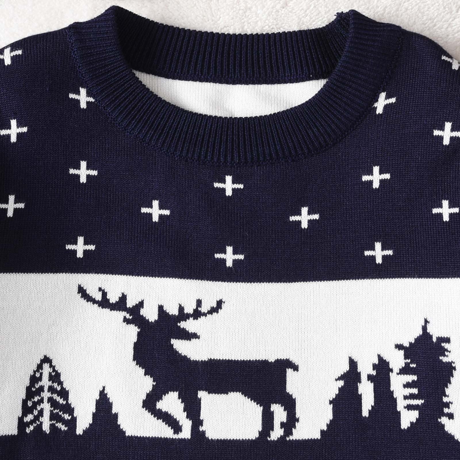 Sweat-shirt De Noël Pour Enfants – Pull Hiver Chaud Manches Longues – Motifs Flocons De Neige Et Rennes – Fille Et Garçon - 8