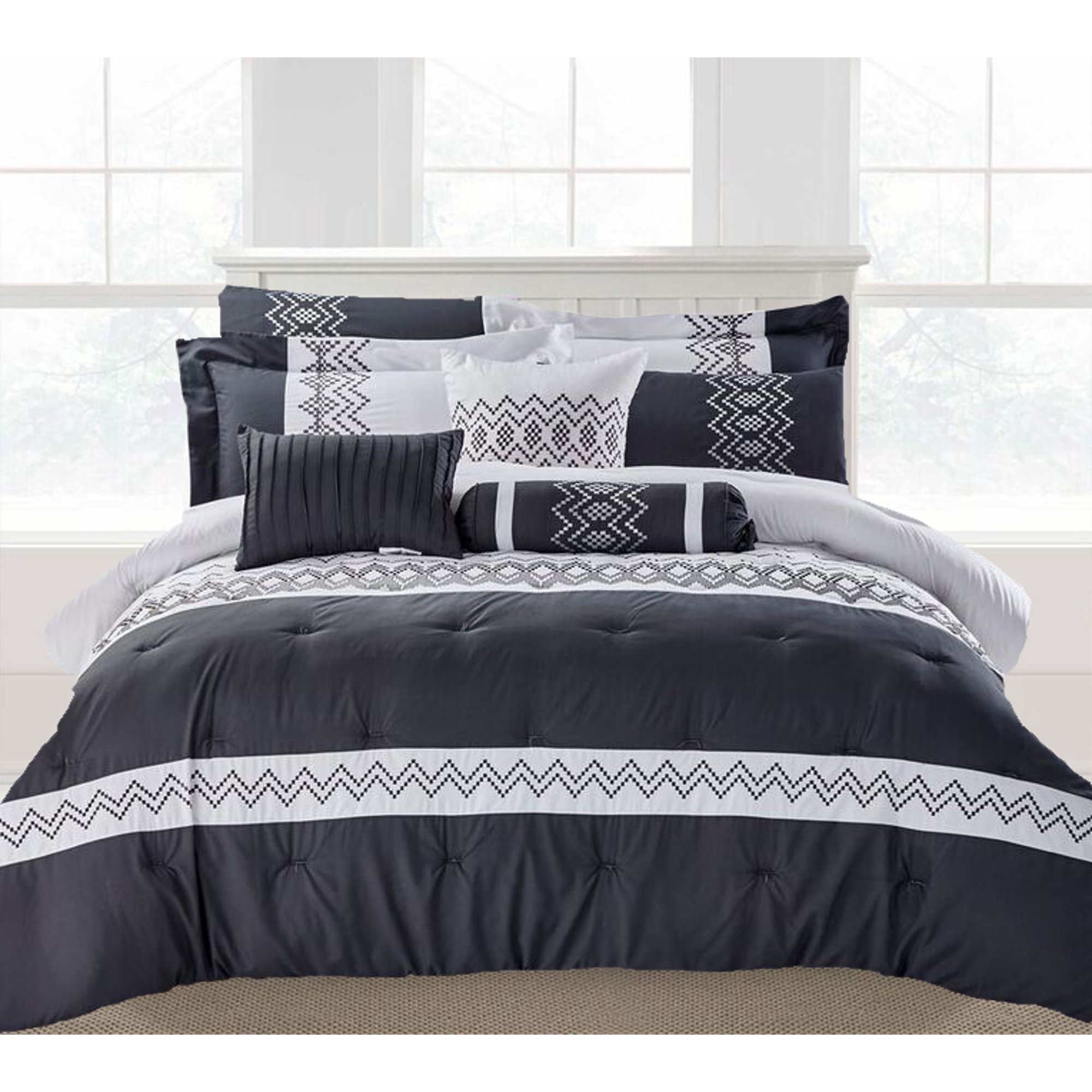 Olivia 9pc 100 Microfiber Comforter Set Queen Walmart Canada