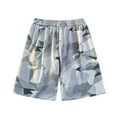thumbnail image 4 of ibiyuan Mens Running Shorts Shorts Men Stretch Twill Beach Chino Shorts Lightweight High Waisted Elastic Sweat Shorts Mens Drawstring Straight Leg Summer Shorts Beach Vacation Shorts with Pockets, 4 of 4