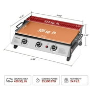 Royal Gourmet PD1303S 24-Inch Stainless Steel Portable Tabletop Griddle with Warming Rack