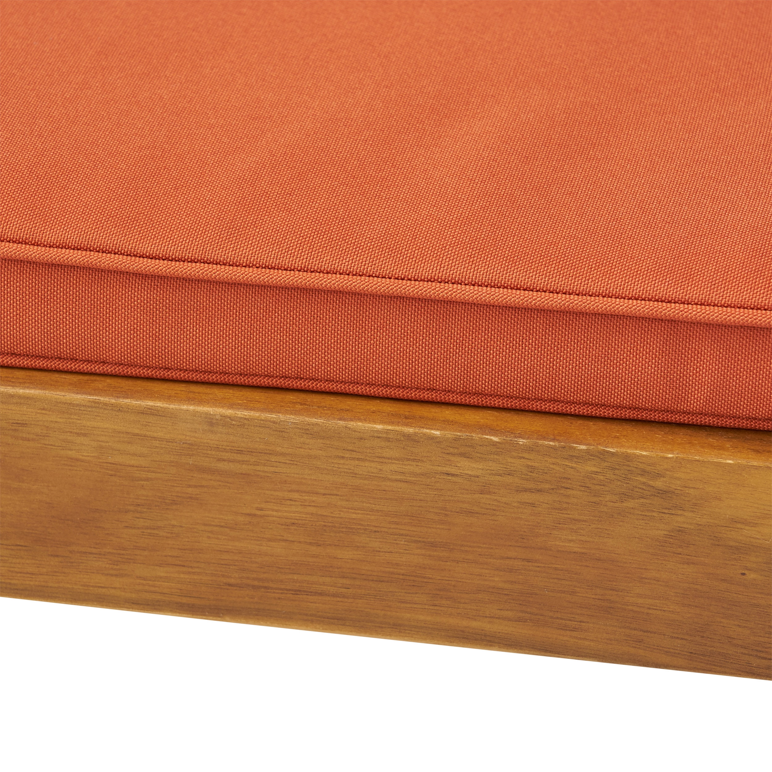 Maddison Outdoor Acacia Wood Chaise Lounge and Cushion Set, Teak and Rust Orange