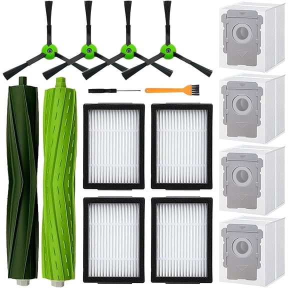 Replacement Parts Accessories for iRobot Roomba i3 i3 i7 i7 i4 i5 i5 j5 j5 i6 i6 i8 i8 i2 J7 E5 E6 E7 I&J&E Series Vacuum Cleaner,1 Roller Brushes,4 Filters,4 Side Brushes,4 Dust Bags