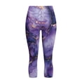 thumbnail image 5 of SCRAWLGOD Violet Marble Print Soft Capri Leggings with Pockets for Women High Waist Tummy Control Crop Leggings Slim Breathable 3/4 Stretch Athletic Yoga Lounge Tights, XS, 5 of 7