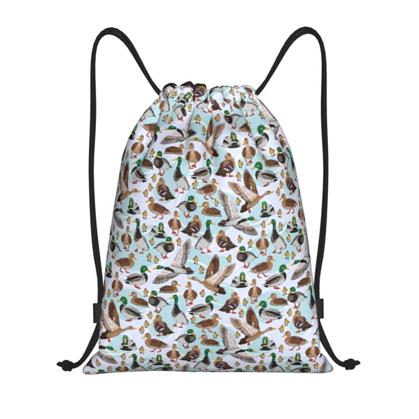 Fotbe Mallard Ducks Wild Birds1 Bolsa Mochila con Cordón Estampada, Bolsa de Gimnasio Deportiva, Bolsa Cinch, Bolsa con Cordón para Hombres y Mujeres-Small