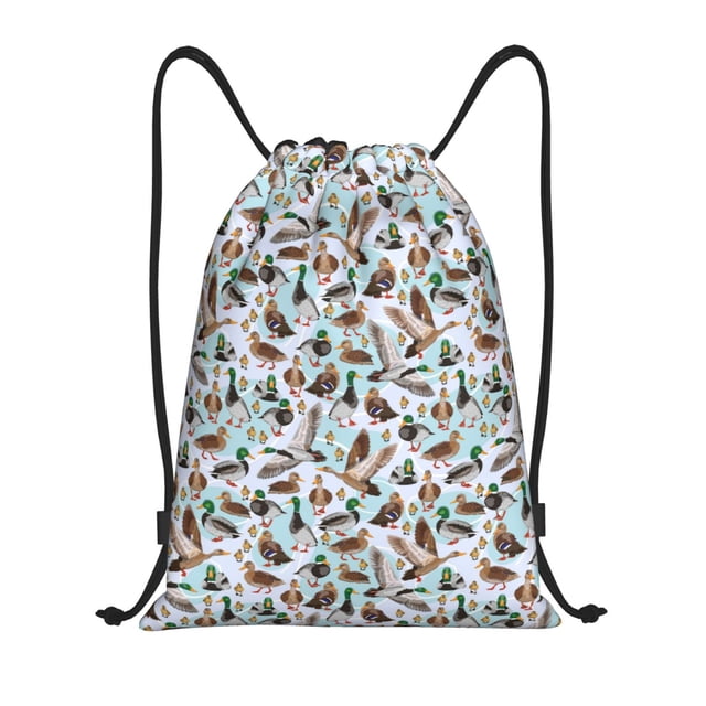 Sikiie Mallard Ducks Wild Birds1 Print Drawstring Backpack Drawstring Bags, Draw String Back Bag for Sports, Gym, Travel, Swimming, Beach-Small