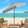 thumbnail image 2 of SAFAVIEH Milan Fringe 11' Market Crank Round Umbrella, Grey/White, 2 of 6