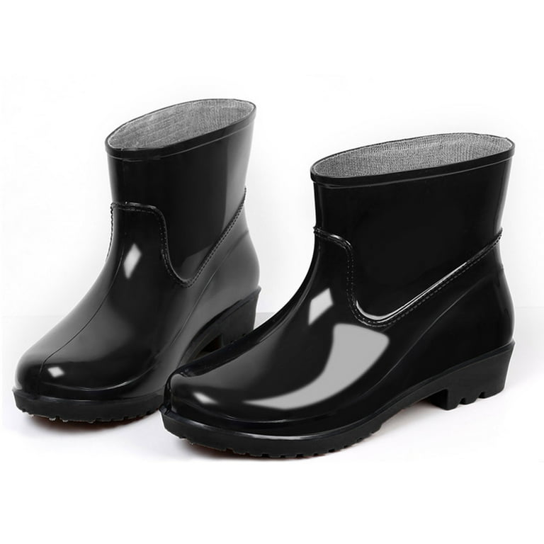 Women Low Heeled Buckle Round Toe Shoe Waterproof Middle Tube Rain Boots Bunny Boots Cold Weather Boots Mens Rubber Boots Size 12 Boots Women Shoes Women 20 Boots Rain Boots Hot Chocolate Sh