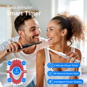 Fairywill Electric Toothbrush for Adults,Dual Pack with Travel Case 60 Day Battery Sonic Toothbrush,47,000 VPM 5 Modes IPX7 Waterproof 8 Brush Heads for Couples Family,Black & White