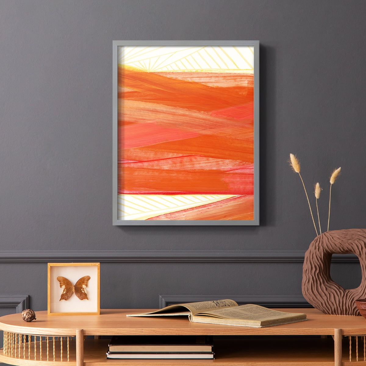 Warm Rays II Framed Print in Gray Solid Wood 16 x 20 Framed Print
