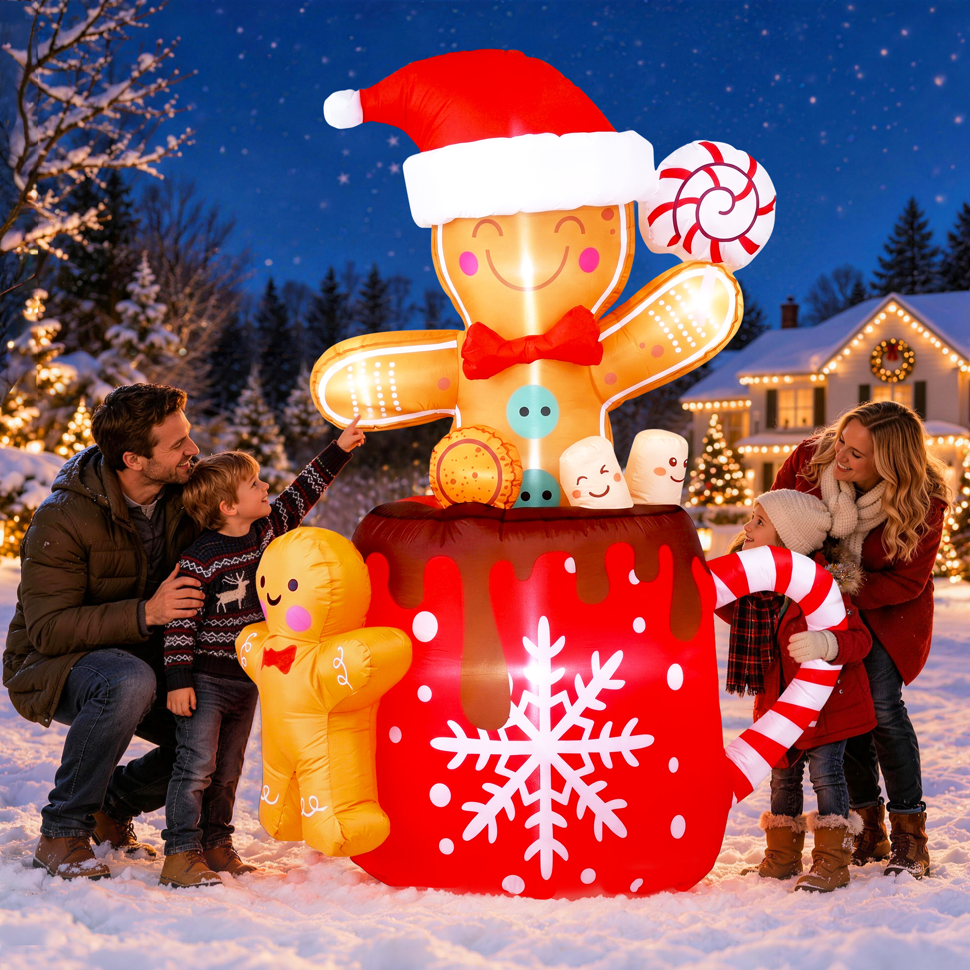 GVDV 6 Ft Inflatable Gingerbread Man Christmas Decoration photo 2