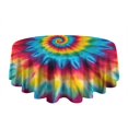 thumbnail image 5 of Colorful Tie Dye Mandala Pattern Round Tablecloth 60"x60",Wrinkle Wipeable Table Cloth for Kitchen Dining Room Picnic Patio Party, 5 of 6