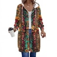 thumbnail image 3 of Womens Hooded Jackets Double-Zip Drawsting Long Sleeve Print Sweatshirts Outwear Casual Loose Long Coat Wirh Pockets (XL, Yellow), 3 of 6