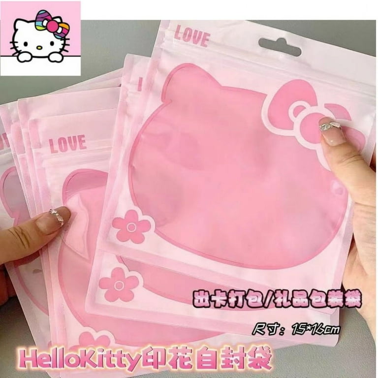 20Pcs hello kitty kawaii pink ziplock bag transparent pe