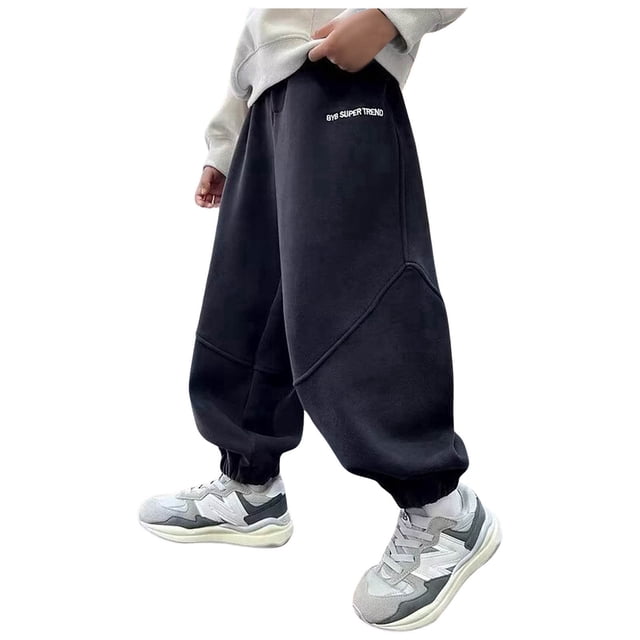 Boys' Fleece Joggers - Drawstring Elastic Sweatpants - Warm Polyester, Active Wear, Fit for 8-15 Years