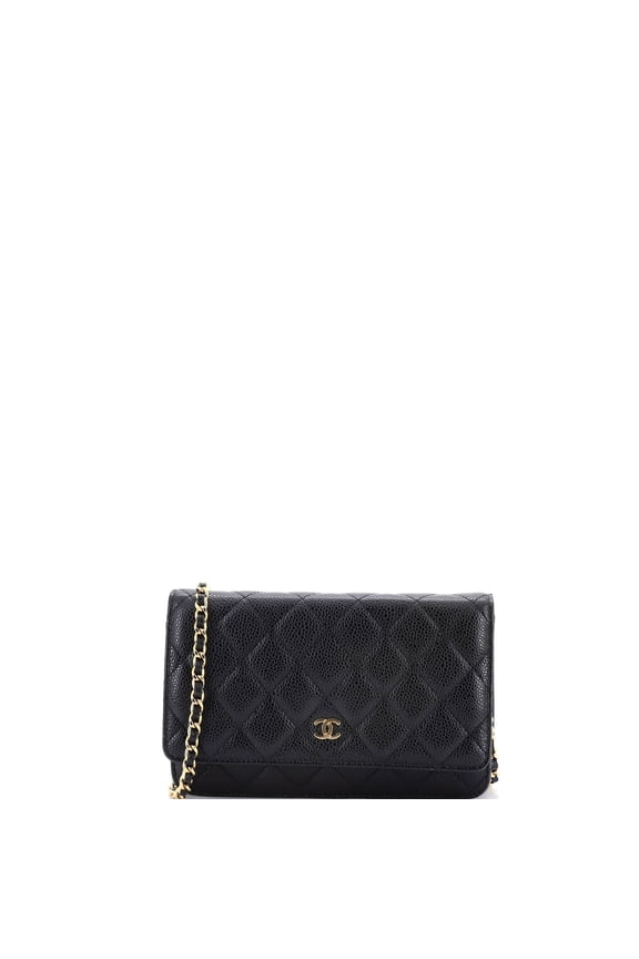 Pre-Owned Wallet on Chain Quilted Caviar By Rebag