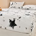 Winter Warm Fitted Sheet Stars Pinted Flannel Fleece Bed Sheet for