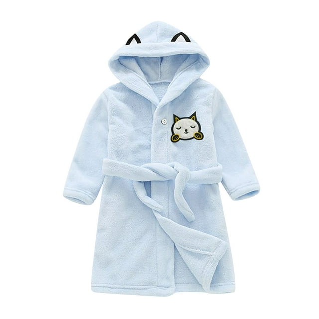 Peignoirs de Bain en Flanelle pour Tout-Petits Garçons Filles avec Motifs de Dessins Animés