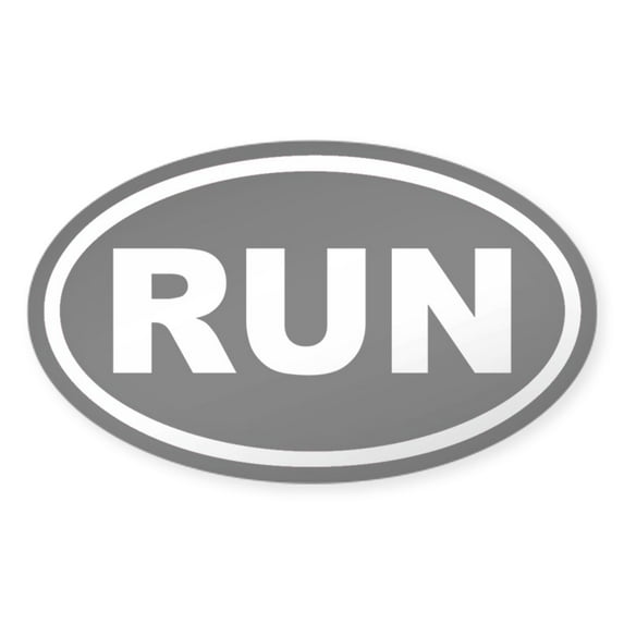 CafePress - RUN Running Black Euro Oval Sticker - Sticker (Oval)