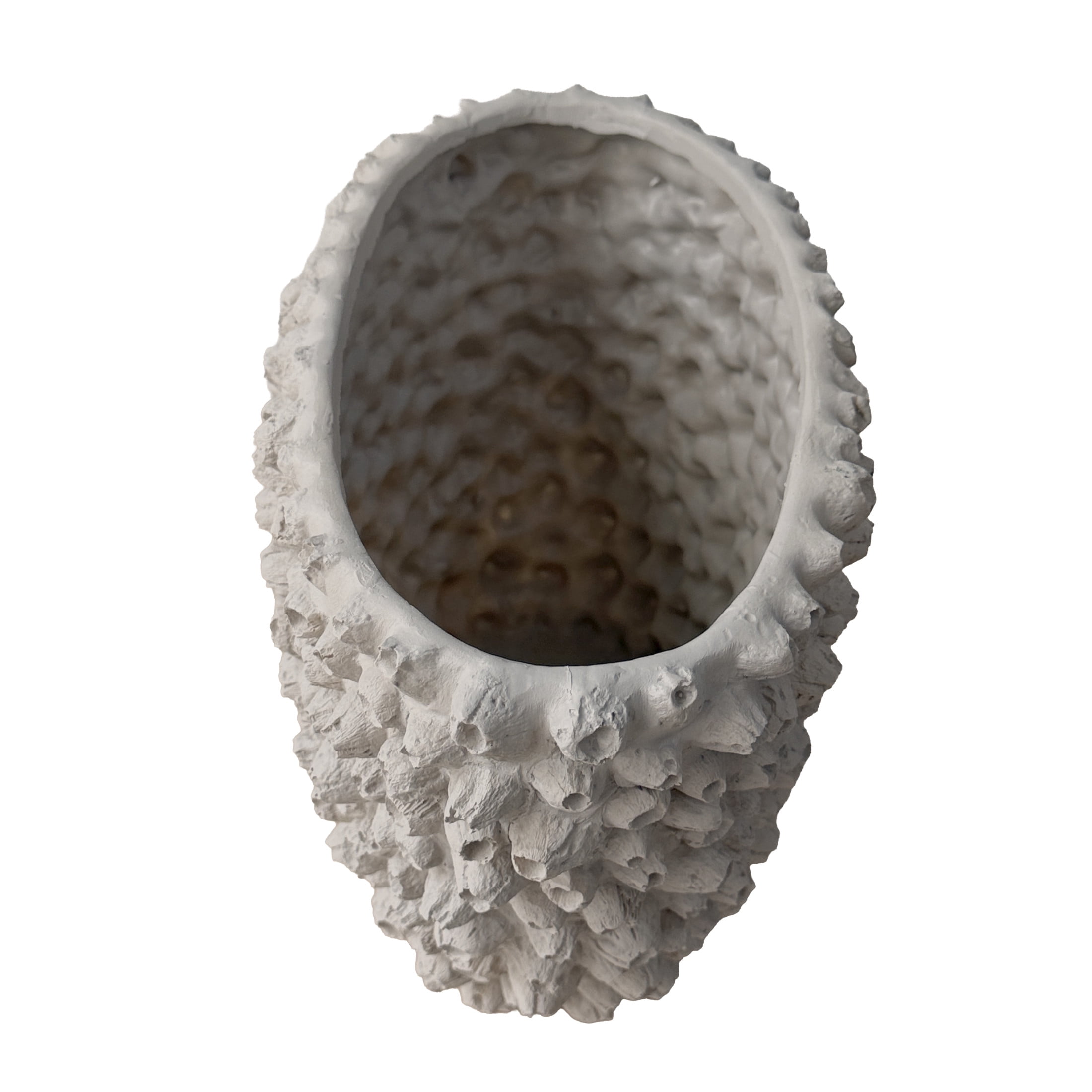 DecMode 10" Coral Textured Beige Polyresin Vase