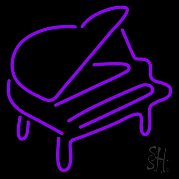 Purple Piano LED Neon Sign 16" Tall x 16" Wide - inches Black Square Cut Acrylic Backing, with Dimmer - Premium built indoor Sign for Studio, Club, Home décor, Event, Workshop, Storefront.