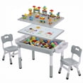 thumbnail image 2 of TLSUNNY Kids Table and 2 Chairs Set, W/ Large Storage & Double-Sided Graffiti/Block Building Table Top, 4 Drawers, for Age 3+, Height Adjustable, 2 of 12